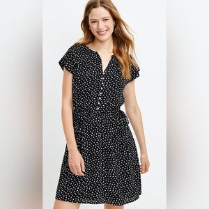 LOFT Floral Side Tie Dolman Dress Black & White — Women’s Size XS